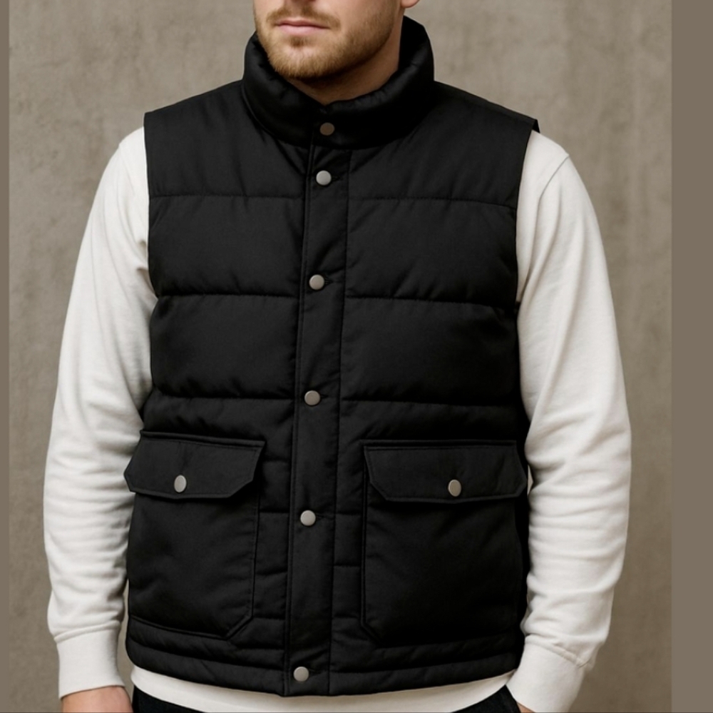 Old Navy Water Resistant Puffer Vest, Mens Large Black
